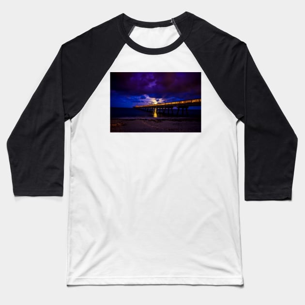 Moon Rise Baseball T-Shirt by cbernstein